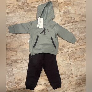 Calvin Klein Kids Gray Hoodie and Black Joggers Set
